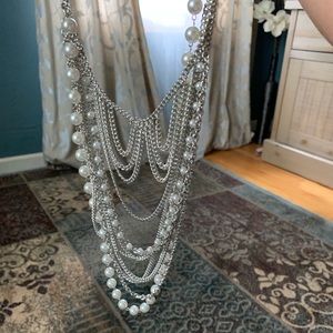 Guess Chain and Pearl multi-strain Necklace